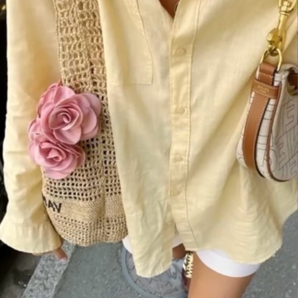 βοΈsoldβοΈOversized Light Yellow Button Down Shirt - Picture 2 of 16